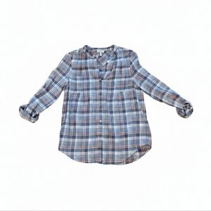 Joie Blue, Orange, and White Plaid Womens  Button-Down Shirt Size XS
